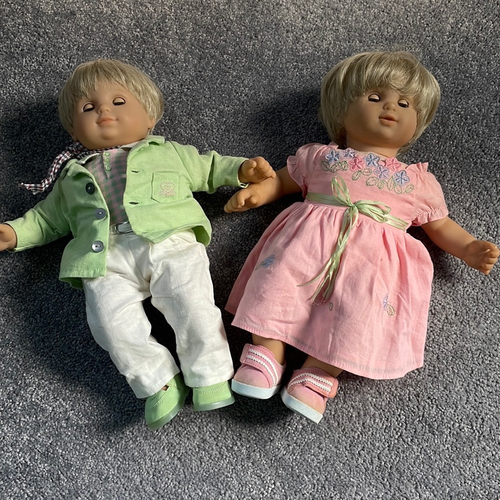 American Girl Bitty Baby boy and girl blonde twins-rare and retired